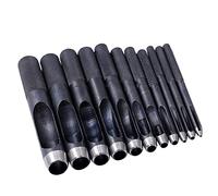 1 Uds 11 tamaño redondo de acero al carbono cuero artesanal vástago hueco perforador de 1 mm a 10 mm para herramientas de perforación de juntas de banda de cinturón de cuero, 1 mm