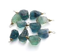1 Uds 2,5-3 cm Natural azul fluorita cuarzo cristal colgante collar piedra piedras preciosas decoración del hogar accesorios-azul o verde al azar