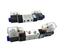 1 Uds 4V220-08 4V320-10 4V420-15 válvula solenoide 2 posiciones 5 puertos válvulas de aire neumáticas DC12V DC24V AC110V AC220V Doble(4v220-08 Pc6-02,Motor With Bracket)