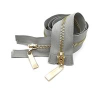 1 Uds 80/100/120cm cierre automático cremallera de Metal cremalleras doradas de doble deslizador para chaquetas abrigo bolso Diy accesorios de costura de ropa, 80cm