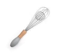 1 Uds batidora de huevos con mango madera batidor manual acero inoxidable agitadora crema for cocinar herramientas cocina for hornear(12 inch Random Color)