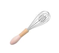 1 Uds batidora de huevos con mango madera batidor manual acero inoxidable agitadora crema for cocinar herramientas cocina for hornear(10 inch Random Color)