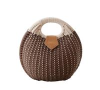 1 Uds. Bolsos de mano concha verano, bolso mimbre informal pequeño y redondo, playa tejido for mujer for vacaciones Para Playas Y Fiestas En La Playa(Brown)