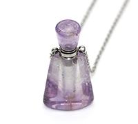 1 Uds botella de Perfume de acero inoxidable muchos estilos colgante de cristal de cuarzo collar de aceite esencial mujeres elegantes Jewerlry-Amethyst_CHINA