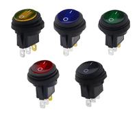1 Uds botón con interruptor basculante ligero de 12V 220V apertura 20MM interruptores redondos en forma de barco de 3 pines de punto plateado(Yellow 3pin,12V)