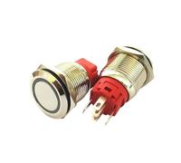 1 Uds. Botón de metal de 19MM interruptor de Reinicio automático interruptor de punto redondo impermeable de bloqueo automático 9V-24V 5A(Lock Ring Blue x1PC)