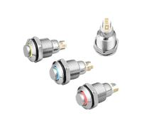 1 Uds. Botón pulsador de Metal 8mm con indicador LED interruptor bloqueo automático momentáneo reinicio 4 pines cabeza alta 3v5v12v24v220v(W,Self-reset Momentary,3-6V)