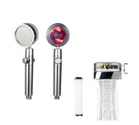 1 Uds. Cabezal de ducha Turbo con rotación de 360 grados, pulverizador de ahorro de agua de alta presión, filtros de cabezal de ducha ajustables, accesorios de baño(Red)