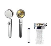 1 Uds. Cabezal de ducha Turbo con rotación de 360 grados, pulverizador de ahorro de agua de alta presión, filtros de cabezal de ducha ajustables, accesorios de baño(Yellow)