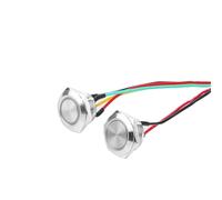 1 Uds. Cable de alimentación de 150mm 12v luz LED miniinterruptor de botón corto momentáneo 12/16/19/22/25/30mm interruptor de presión 3-6v 12-24v(22mm Flat Head,3-6V_SILVER 150MM CABLE_YELLOW)