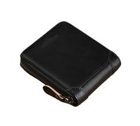 1 Uds Cartera for Hombre Cartera de Cuero Genuino con Cremallera, Bolsa Cambio Tarjeta, Todo en uno, Clip Corto Moda for para Banquetes Y Uso Diario(Black)