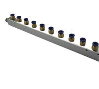 1 Uds. Con acopladores de empuje de 8mm 20x25mm 1/4 "BSPT 2-12 vías distribuidor de aleación de aluminio bloque divisor conector de aire neumático(10 Ways 12 Ports)