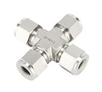1 Uds. Conector de compresión de doble virola cruzada de 4 vías de unión de acero inoxidable 316 1/8 1/4 3/8 1/2 6mm conector de tubería de Gas(3 mm LOK)