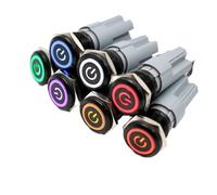 1 Uds., cuerpo negro de óxido de aluminio de 16mm, interruptor de botón de Metal a prueba de agua, luz LED, fuente de alimentación instantánea for motor de coche y PC(Blue,6V)