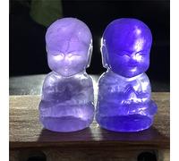 1 Uds. De Piedra Tallada A Mano De Cristal Natural, Colección De Estatuillas De Pequeño Monje, Regalo Artesanal, Pequeño Adorno,caqui Oscuro
