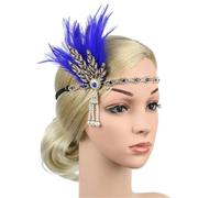 1 Uds. Diadema de plumas, diadema negra con cuentas diamantes imitación y lentejuelas, Vintage Tocado de plumas para mujer(Color7)