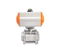 1 Uds DN15 DN20 DN25 DN32 DN40 DN50 válvula de bola neumática de plataforma alta de tres piezas Q611F-16P de acero inoxidable cilindro de doble acción(3/4")