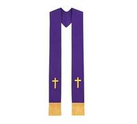 1 Uds. Estola de banda for ministro, chal con borlas cruzadas bordadas for pastores y sacerdotes Para Ceremonias Eclesiásticas(Purple)