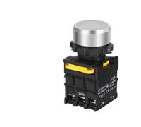 1 Uds interruptor de botón a prueba de agua con LED 22mm reinicio momentáneo empuje de potencia de bloqueo automático con luz 12V 24V 220V 10A 1NO(WHITE,1NO_LOCKING_110 V)