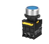1 Uds interruptor de botón a prueba de agua con LED 22mm reinicio momentáneo empuje de potencia de bloqueo automático con luz 12V 24V 220V 10A 1NO(Blue,1NC_SELF-RESET_110 V)