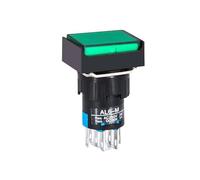 1 Uds. Interruptor de botón de bloqueo automático/reinicio automático de LA16-22D cuadrado con luz fuente de alimentación de 16mm contacto doble de 8 pines 2NC/2NO 220V 24V(Self-reset 24V-01)