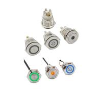 1 Uds. Interruptor de botón de metal momentáneo de reinicio de 19mm 22mm luz LED 12V 24V 110V 220V 4 pies de tornillo interruptor de botón de encendido de coche impermeable(GREEN_22MM_24V)