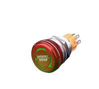 1 Uds. Interruptor de botón de parada de emergencia tipo seta de 16mm 19mm 22mm con led 12V24V luminoso impermeable IP65(G LED,22mm,220V)