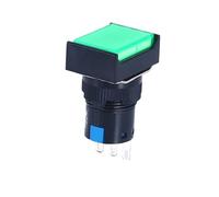 1 Uds interruptor de botón LA16Y-11 pulgadas reinicio automático pequeña fuente alimentación cuadrada rectangular redonda 16mm sin luz(Green Rectangle)