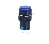 1 Uds interruptor de botón LA16Y-11 pulgadas reinicio automático pequeña fuente alimentación cuadrada rectangular redonda 16mm sin luz(Blue Circle)