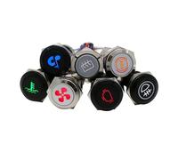 1 Uds. Interruptor de botón Metal cromado/óxido aluminio 19mm señal luz LED símbolo icono personalizada interruptor alimentación coche impermeable(OXIDE_LATCHING_BLUE)
