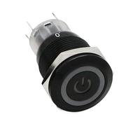 1 Uds. Interruptor de botón Metal resistente al agua 19mm luz LED negro bloqueo instantáneo interruptor alimentación PC for motor coche(Black Power,RED_LATCHING_220V)