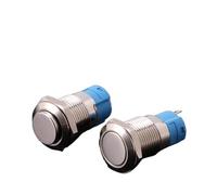 1 Uds interruptor de botón metal resistente al agua sin empuje luz 12mm 16mm 19mm 22mm pestillo/reinicio automático instantáneo cabeza plana redonda electrónica 3 pines(16MM_FIXED)