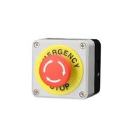 1 Uds. Interruptor de botón pulsador de cabeza de seta de parada de emergencia de 22mm con cubierta protectora caja de plástico 1 NO 1 NC 10A IP65impermeable(Emergency circle)