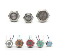 1 Uds. interruptor de luz LED RGB 3 colores 12-30mm corta reinicio automático instantáneo botón metal impermeable fuente alimentación(3 Colors,19MM_3-6V)