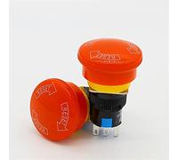 1 Uds. Interruptor de parada emergencia seta impermeable 16mm, interruptor 3 pines NO + NC, botón pulsador