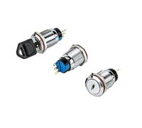 1 Uds. Interruptor de perilla de Metal resistente al agua de 16/19/22mm 2/3 posiciones interruptor de botón de encendido de 3/6 pines con indicador de interruptor giratorio de llave(16mm,2 Positions)