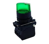 1 Uds interruptor selector luminoso impermeable giratorio dos o tres posiciones SB5 LA68S XB5 AK124B5 con LED integrado(Green,2 FIXED P. 2 NO_6V)