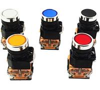 1 Uds LA38 22mm interruptor de botón pulsador de cabeza plana 1NO 1NC interruptores de botón momentáneos LA38-11 (Color : Red)(Green)