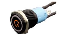 1 Uds LED momentáneo 16mm interruptor de botón de Metal impermeable 3V 5V 12V 24V 48V 110V 220V interruptor momentáneo(Red,24V)