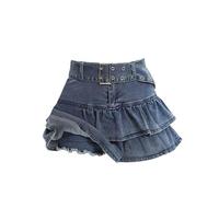 1 Uds Mini Falda Vaquera de Verano for Mujer Gyaru Coquette Chic Skater Harajuku Culottes Ballet Core para El Ocio Diario,La Playa(XL)