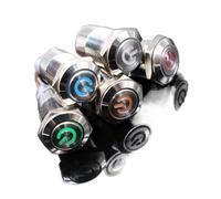 1 Uds ordenador de coche 12mm Ojo Ángel instantáneo interruptor botón encendido LED Metal aluminio reinicio automático normalmente abierto 12V(Yellow,6V)