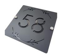 1 Uds. Placa Acrílica Con Número De Casa, Dirección, Flor 3D, Villa, Pared Calle, Exterior, Decoración Del Hogar(Black Black,160mmX160mm)