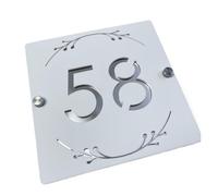1 Uds. Placa Acrílica Con Número De Casa, Dirección, Flor 3D, Villa, Pared Calle, Exterior, Decoración Del Hogar(White Silver,200mmX200mm)