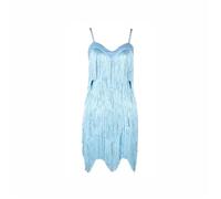 1 Uds. Ropa de práctica Tango Samba for salón Baile, Vestido Latino sin Mangas con borlas y Vestidos for Mujer para Danza(Blue,M)