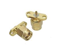 1 Uds SMA macho y hembra jack mamparo y brida montaje de Panel de soldadura y conector adaptador RF de montaje PCB(SMA M F 2 Holes)