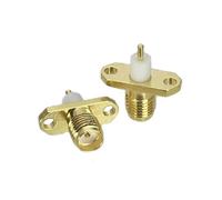 1 Uds SMA macho y hembra jack mamparo y brida montaje de Panel de soldadura y conector adaptador RF de montaje PCB(SMA F F PTFE 2 Holes)