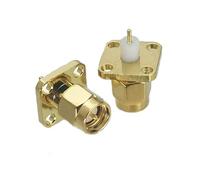 1 Uds SMA macho y hembra jack mamparo y brida montaje de Panel de soldadura y conector adaptador RF de montaje PCB(SMA M F PTFE 4 Holes)