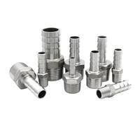 1 Uds SS304 espiga for manguera conector acoplador 6 8 10 12 13 15 16 19 20 25 32 38mm con rosca macho Bspt 1/8 "1/4" 3/8 "1/2" 3/4 "1" accesorios de tubería(8mm,1/4")