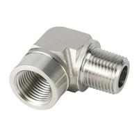 1 Uds SS316 codo hembra a macho NPT BSPT BSPT 1/8 "1/4" 3/8 "1/2" 3/4 "adaptador de conector 3000psig 20MPa accesorio de tubería de acero inoxidable(NPT Thread Elbow,3/4")