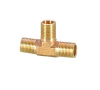 1 Uds todo tipo 1/8 "1/4" 3/8 "BSP hembra macho Tee 3 divisor de formas conector de tuberías de latón agua Gas aceite DN6/DN8/DN10 hogar jardín(Male 3/8")